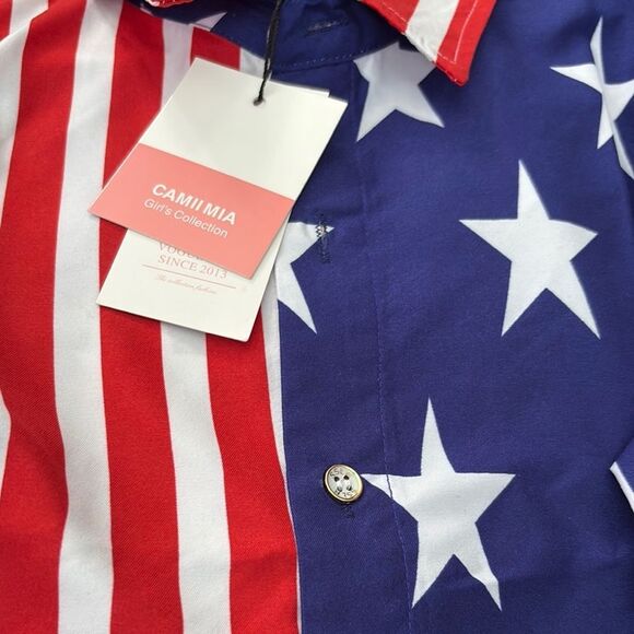 SSLR Collection AMERICAN FLAG Red and Blue Kids Shirt!🇺🇸 - Picture 6 of 6